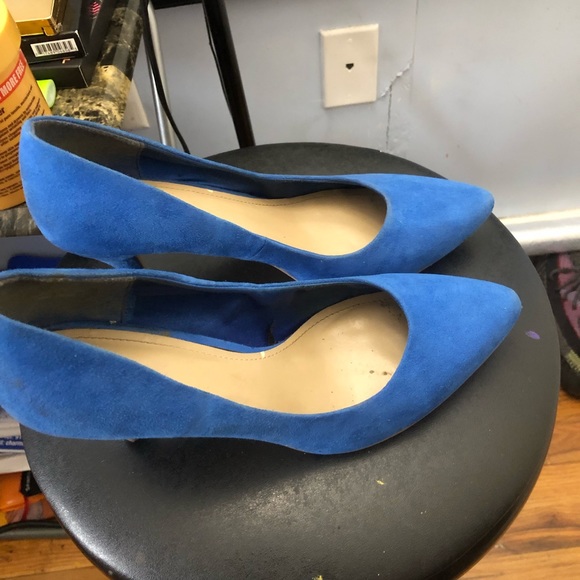 H&M Baby blue Jean look Suede small heel shoes - Picture 2 of 3